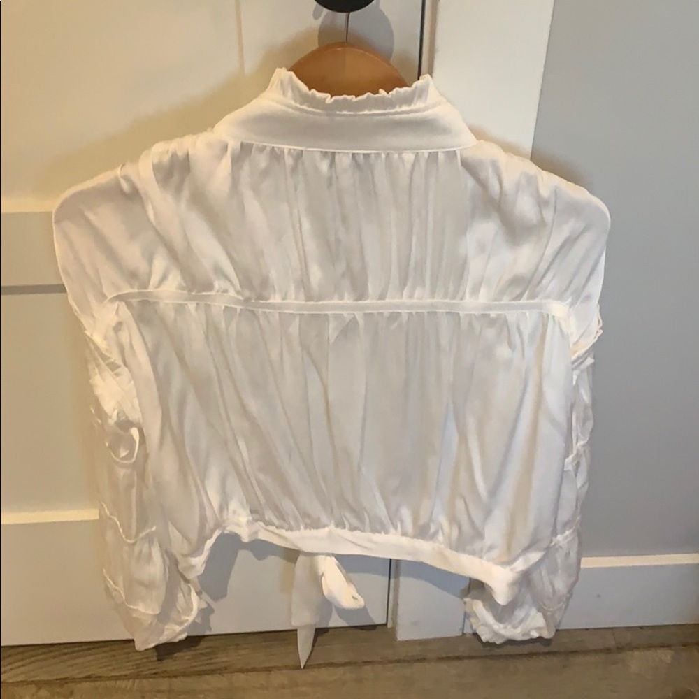 White Soft Polyester Ruffle Jacket Nwt!! - image 2